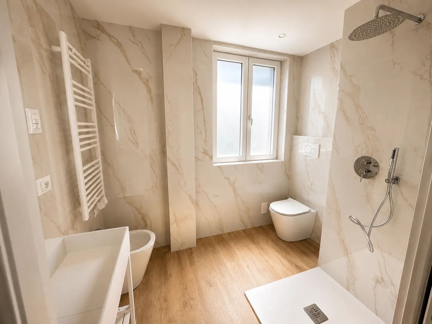 Bright renovated bathrooms
